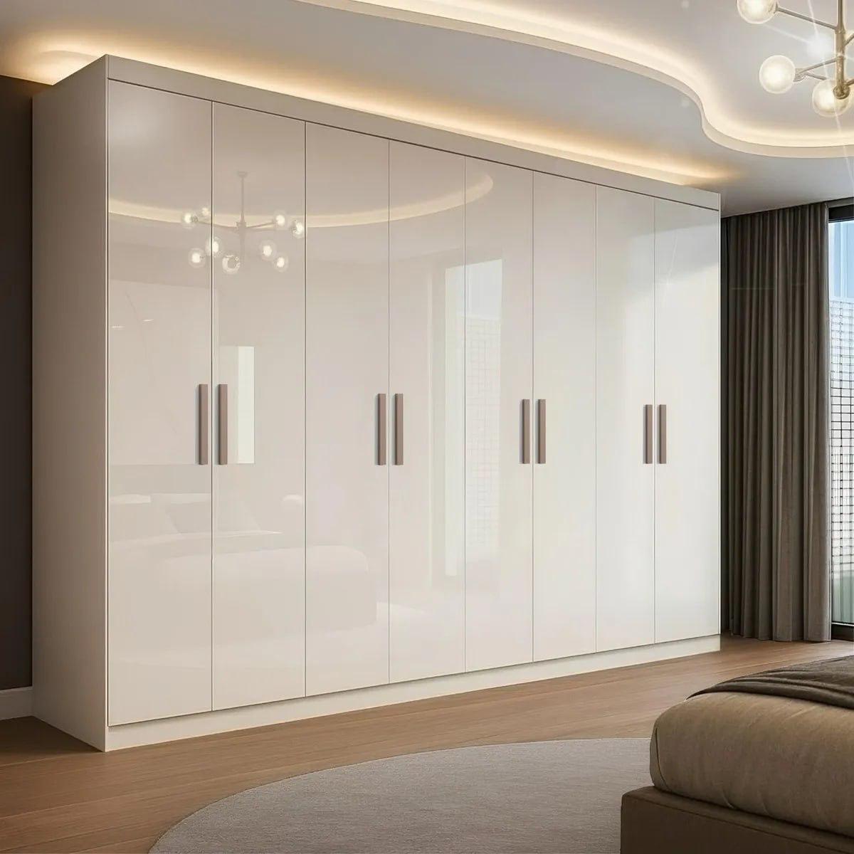 Guarda Roupa Casal Branco Paris 8 Portas 4 Gavetas Espresso