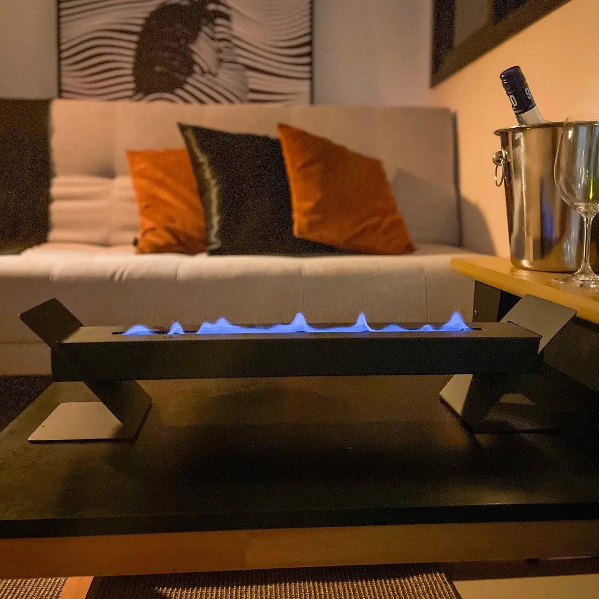 Lareira Ecológica Portátil Álcool Etanol Aço Carbono 1L 56cm Preta