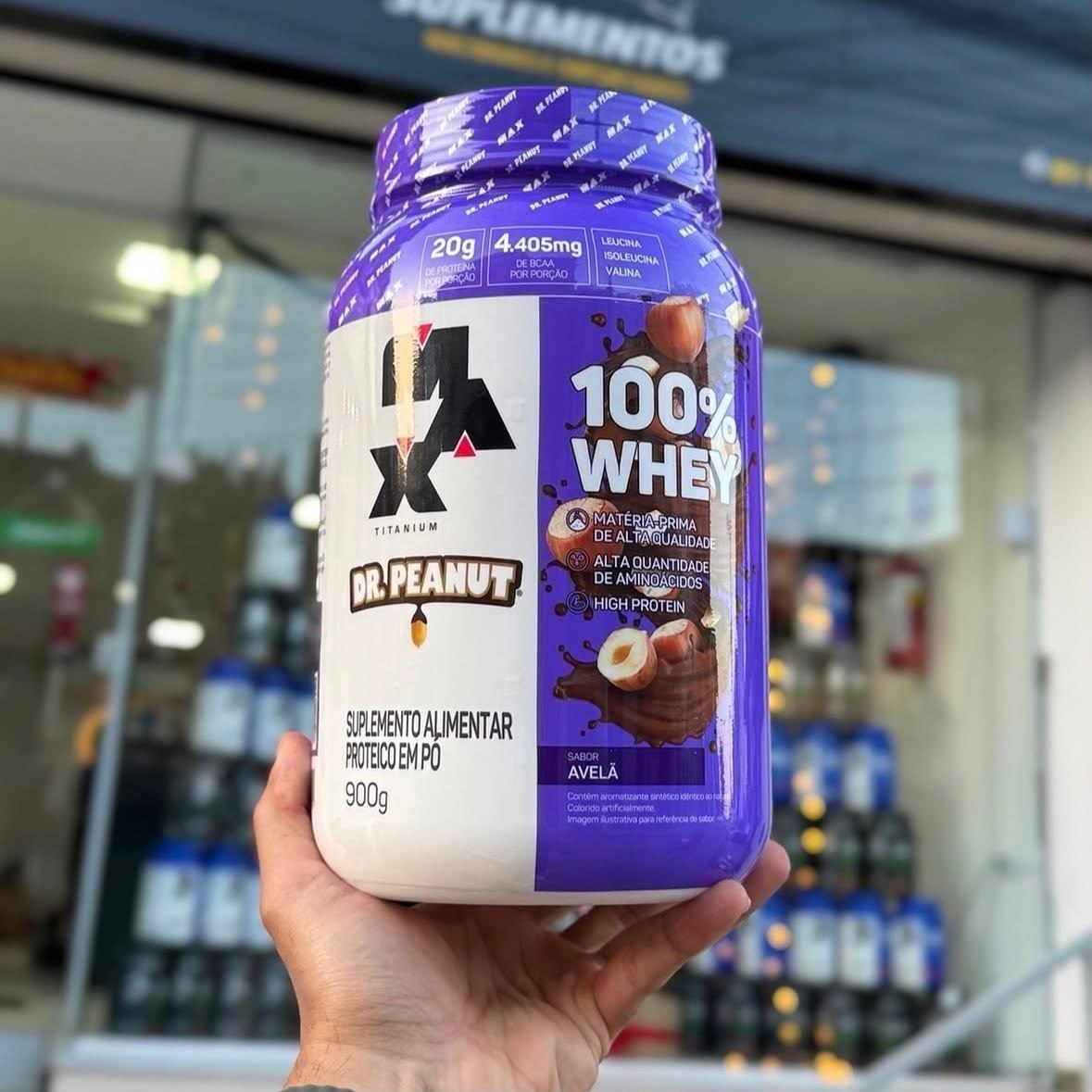 100% Whey Max Titanium X Dr. Peanut 900g Avelã