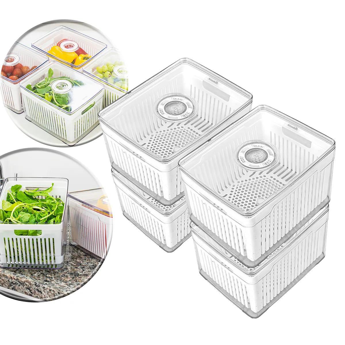 Kit 4 Cestos Organizadores de Geladeira 4L Acrílico