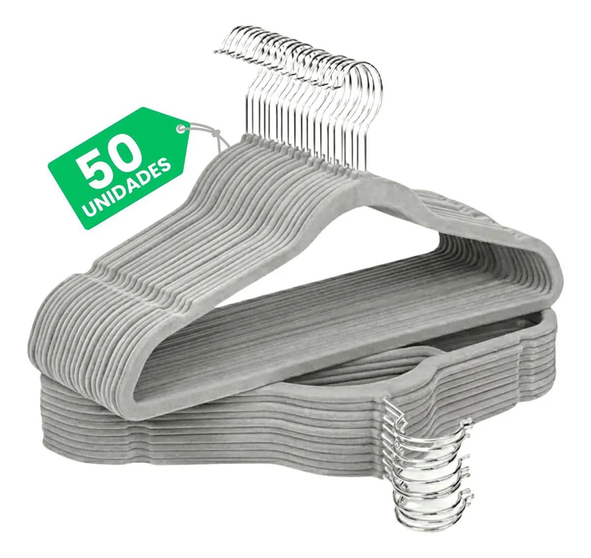 Kit 50 Cabides Antideslizante de Veludo