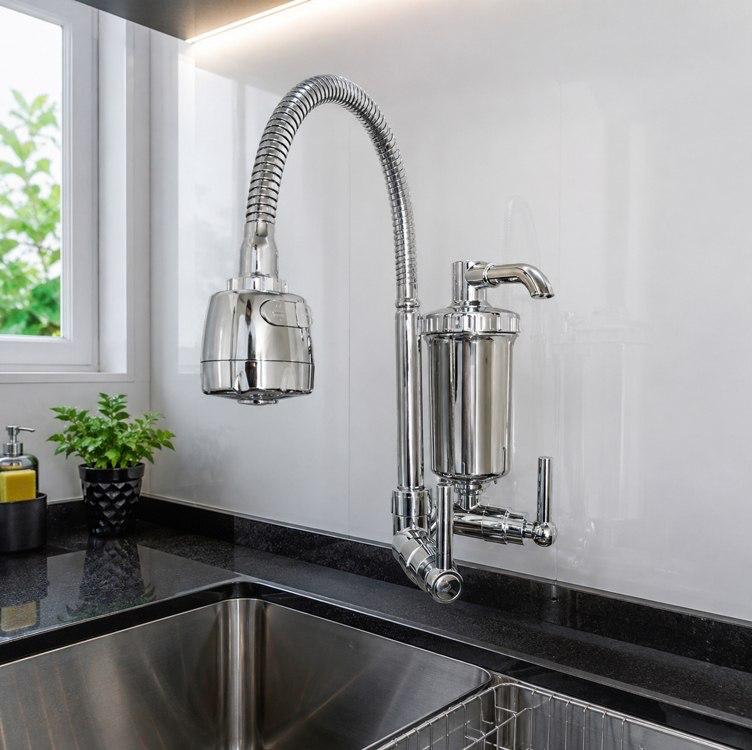 Torneira com Filtro Purificador Bica Flexível Gourmet Parede