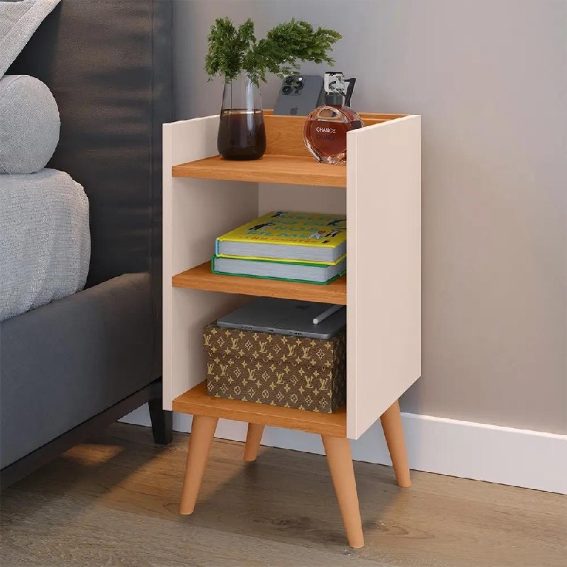 Mesa de Cabeceira Compacta com Prateleira
