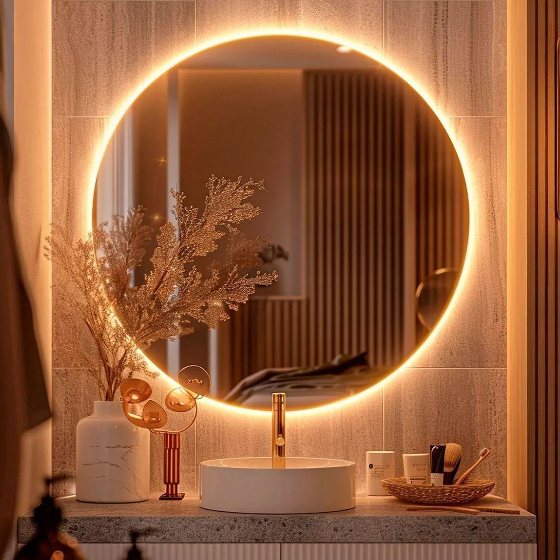 Espelho Redondo 60cm com LED para Parede