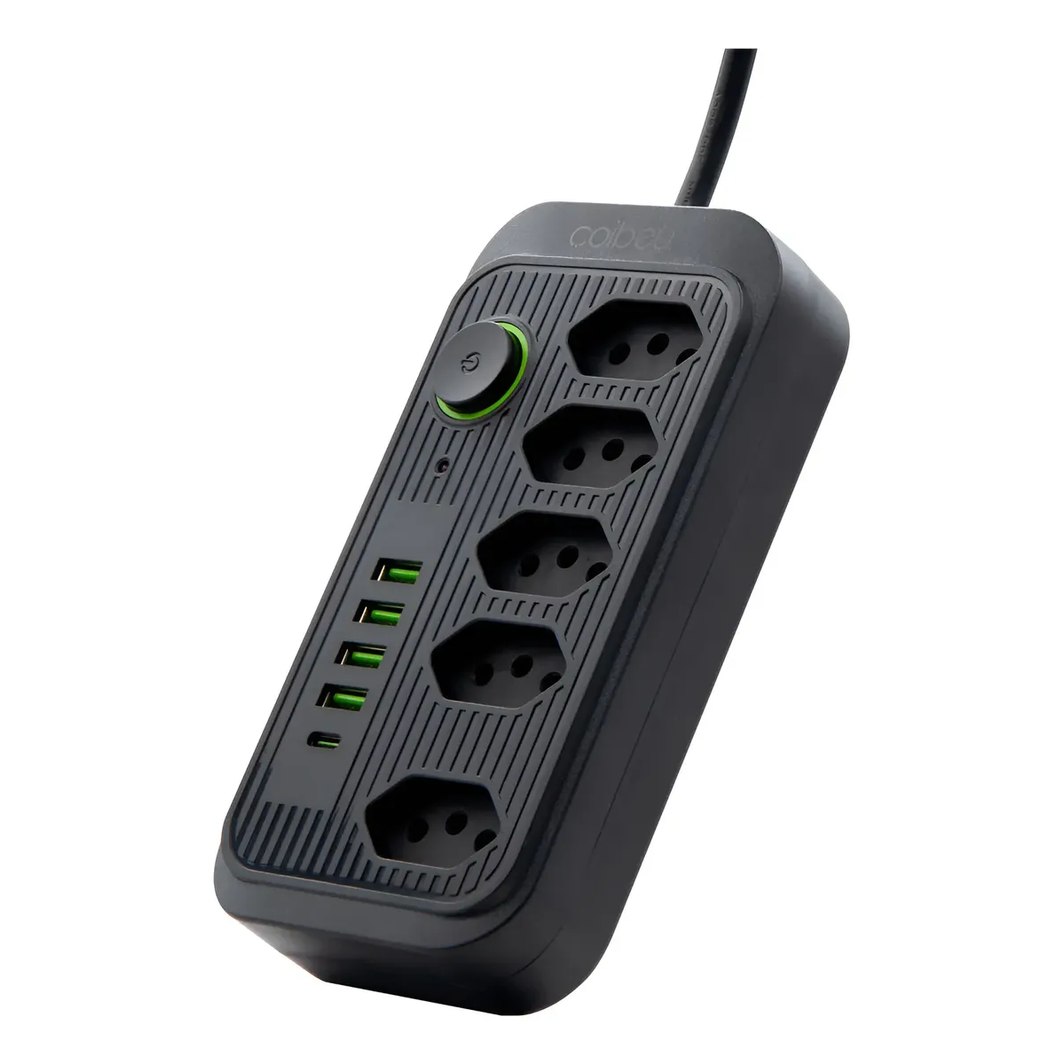 Extensão Coibeu 5 Tomadas, 4 USB e 1 USB-C