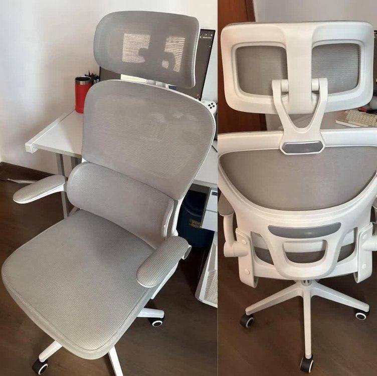 Cadeira Escritório Ergonômica Genebra G500 Mesh Cinza com Suporte Lombar