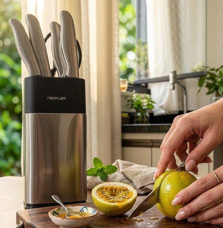 Conjunto de Facas Dolche Neoflam 8 Peças Aço Inoxidável com Cepo