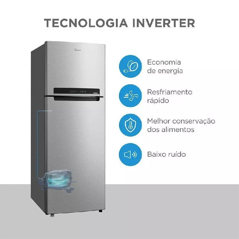 Geladeira Midea Frost Free Duplex 394L Inverter 110V RT533