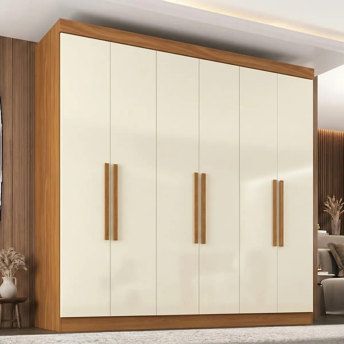 Guarda Roupa Casal Paris 6 Portas 2 Gavetas Madeira