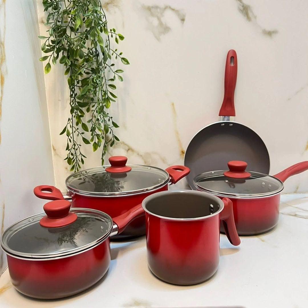 Conjunto de Panelas Ceramic Life Smart Brinox Vermelho 5 Peças