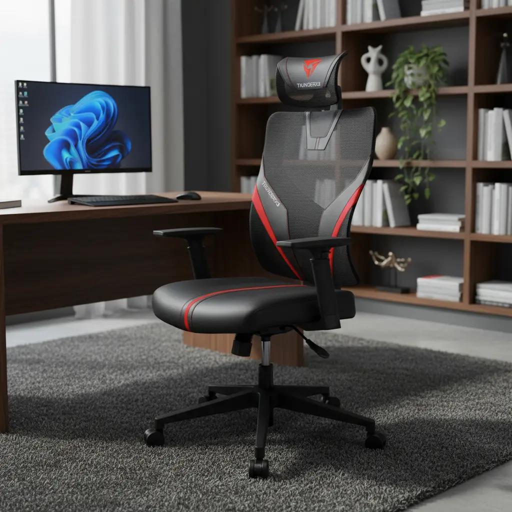 Cadeira Gamer ThunderX3 YAMA1 Preta Vermelha com Encosto Reclinável