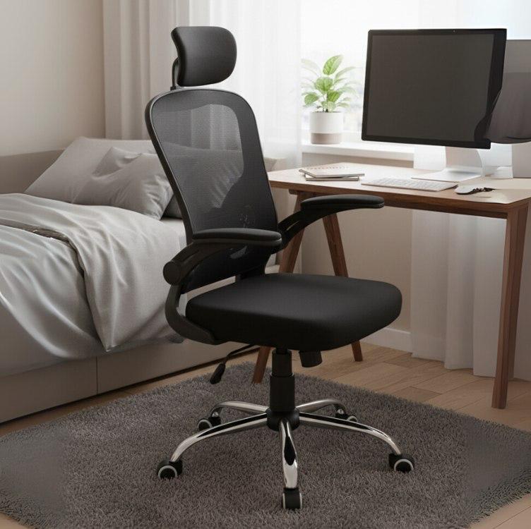 Cadeira Para Escritório Ergonômica Giratória Brin7 Ajuste Lombar Tecido Mesh