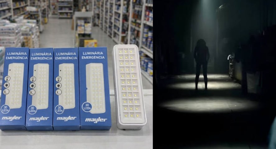 Kit 5 Luminárias de Emergência 30 LEDs Bateria Recarregável