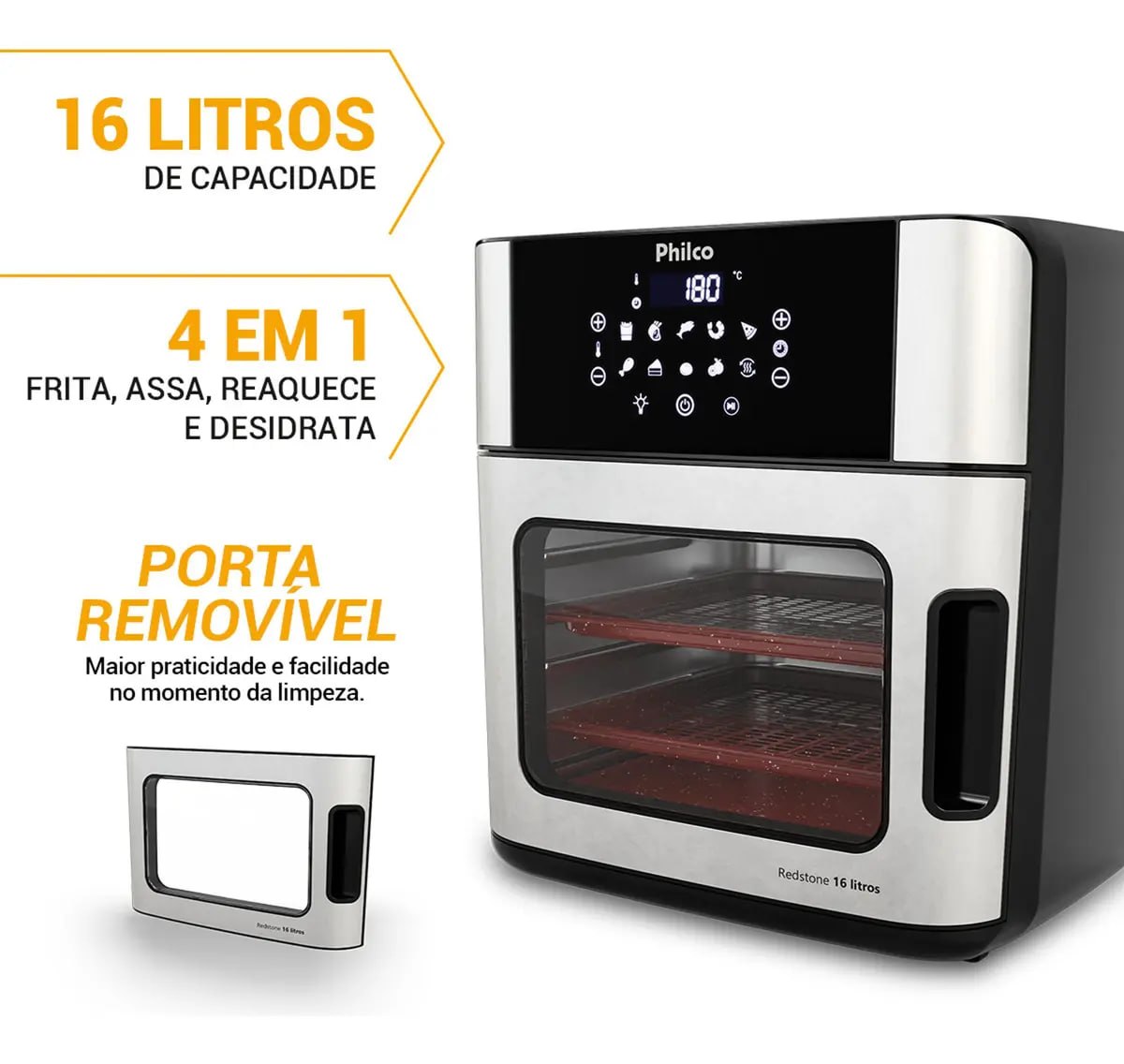 Air Fryer Philco 4 em 1 Painel Digital 16L PAF16A