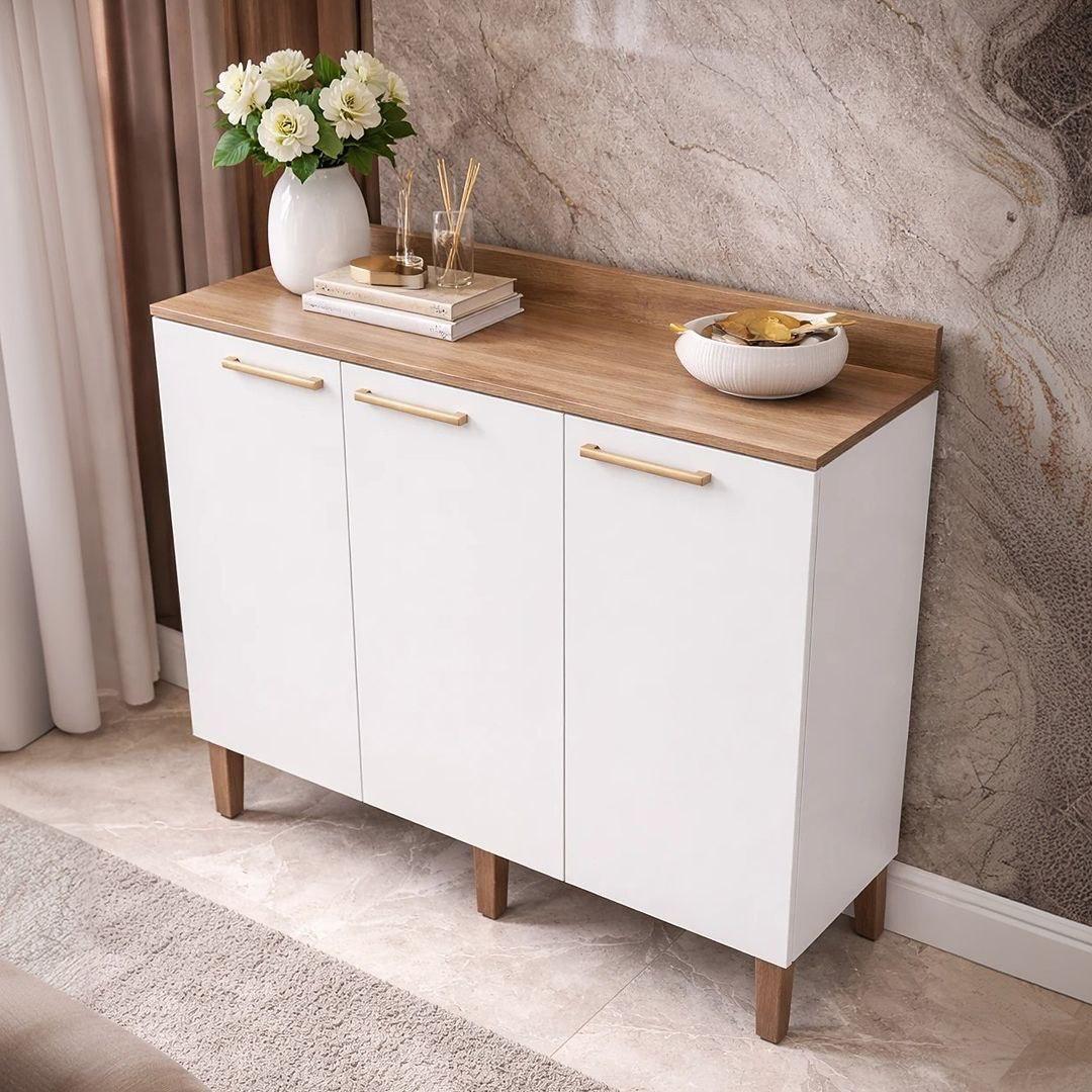 Balcão Triplo Veneza 3 Portas 1 Prateleira 108,4cm Bartira