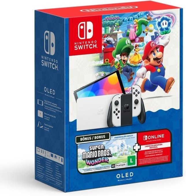 Bundle Nintendo Switch OLED + Super Mario Bros. Wonder + 3 Meses Online