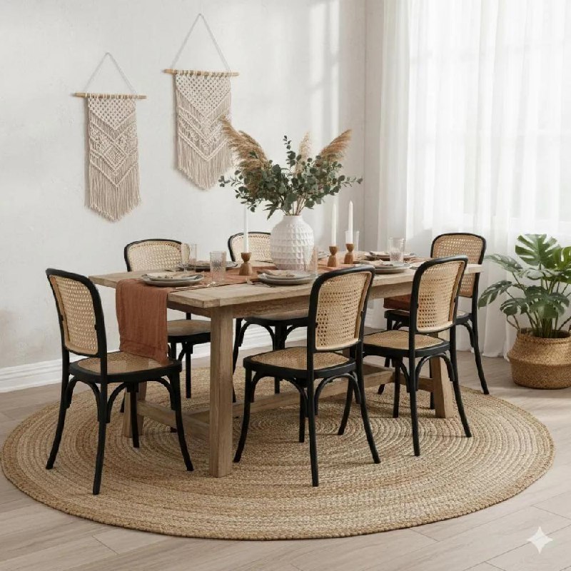 Kit 6 Cadeiras De Jantar Amis Tela Rattan La Mobilia