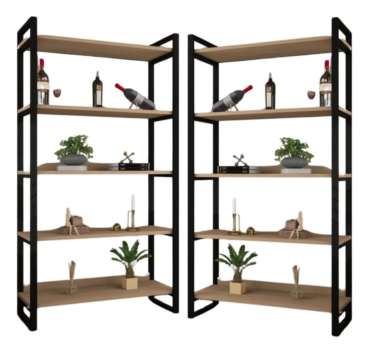 2 Estantes 80cm 5 Prateleiras Estilo Industrial