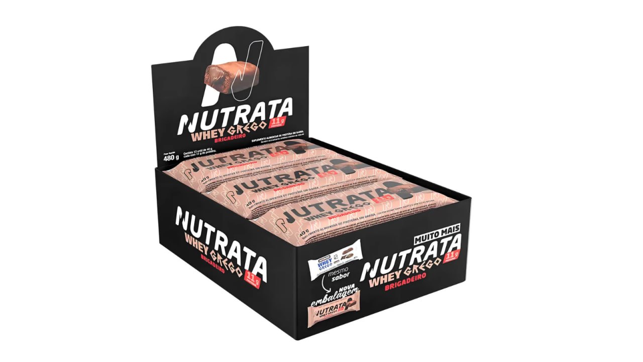 Barrinha Whey Grego Nutrata Brigadeiro 40g - 12 Unidades