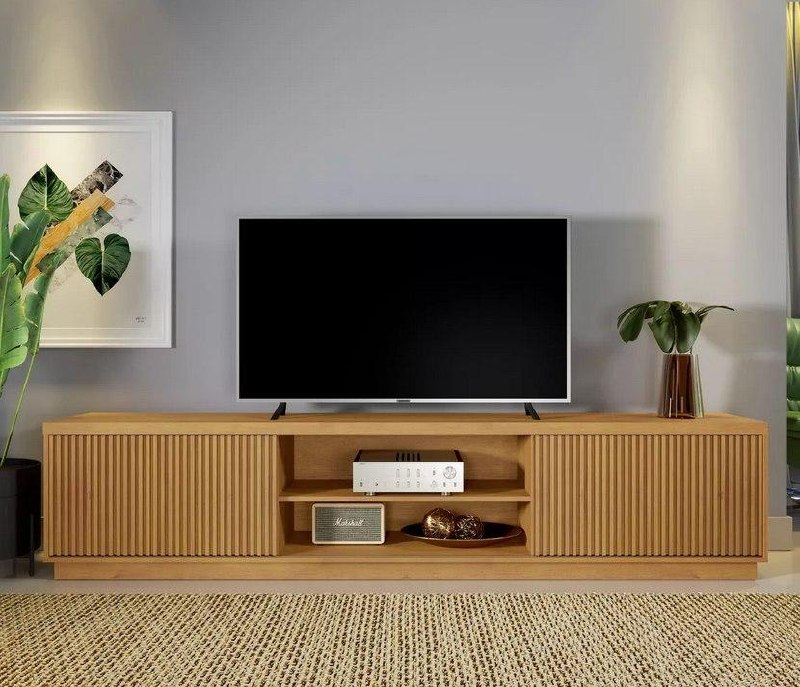 Rack para TV até 75" 2 Portas Mavaular Valência MDF Natural 180cm