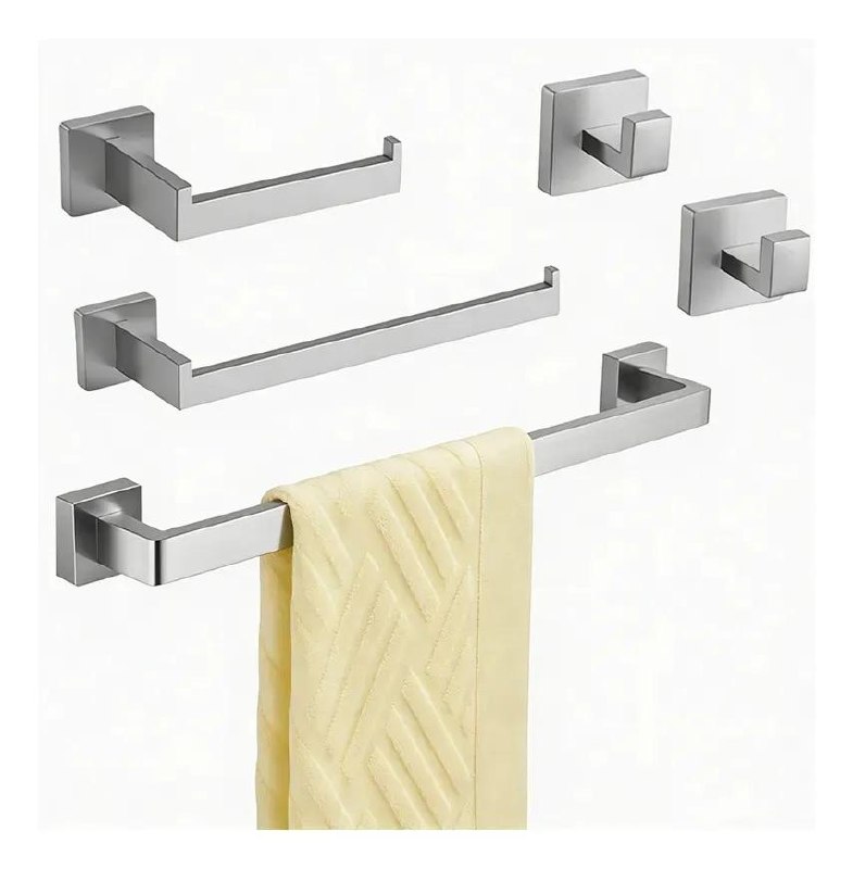 Kit 5 Peças Inox Banheiro Porta Toalhas Dreamway