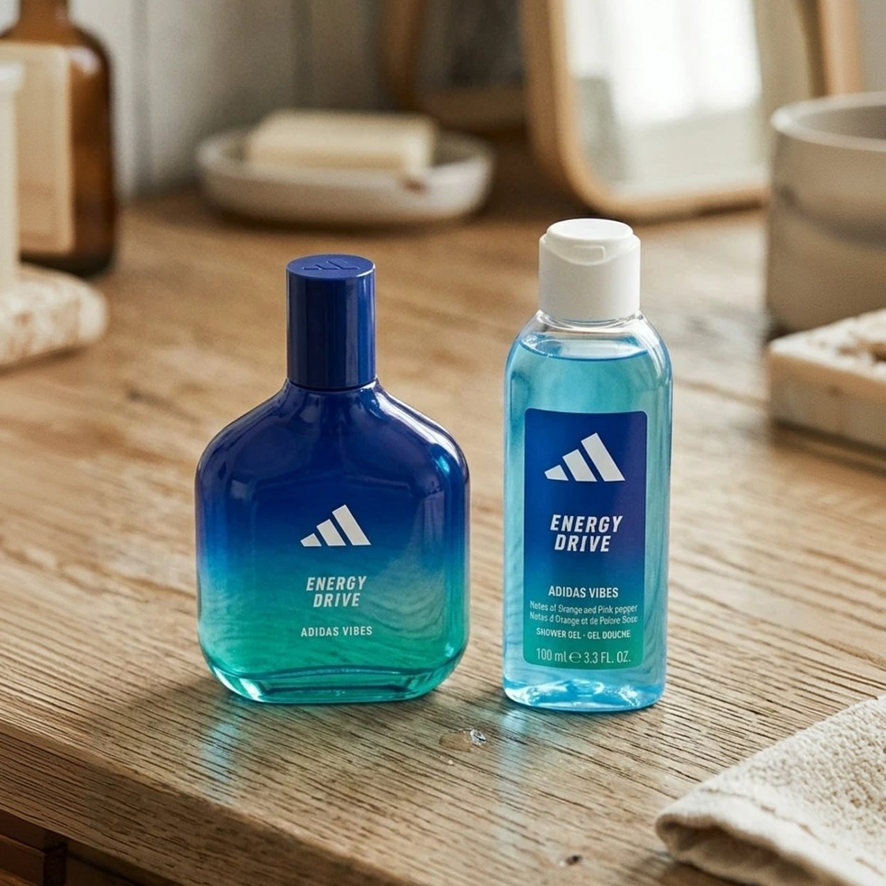 Kit Perfume Adidas Vibes Energy Drive 100ml + Shower Gel 100ml