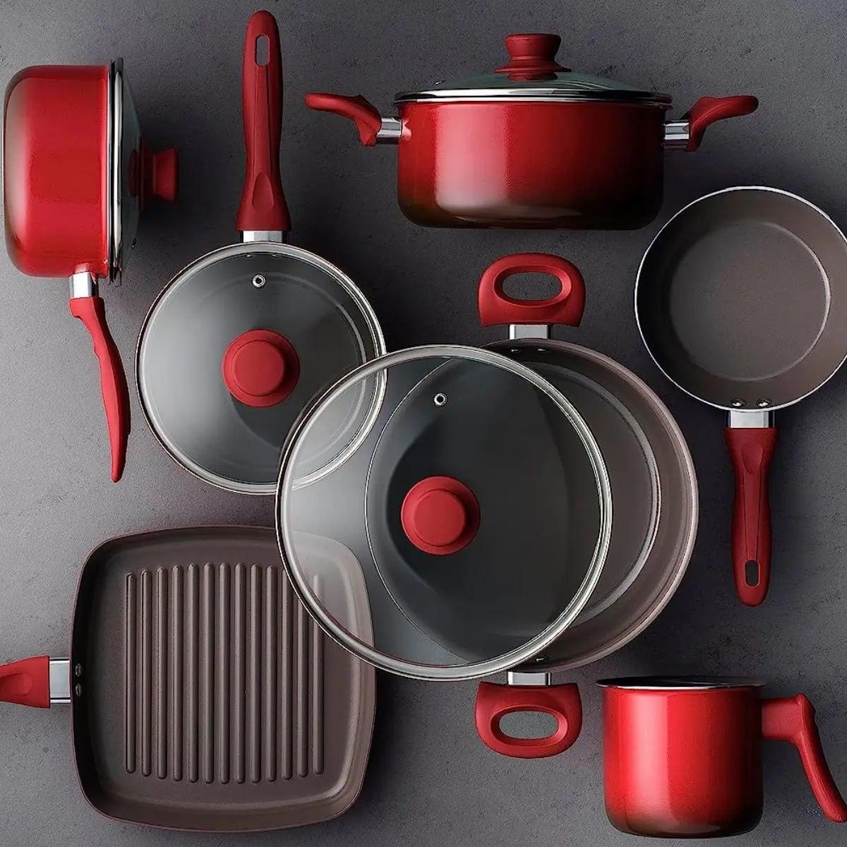 Jogo de Panelas 7 Peças Brinox Revestimento Cerâmico Vermelho
