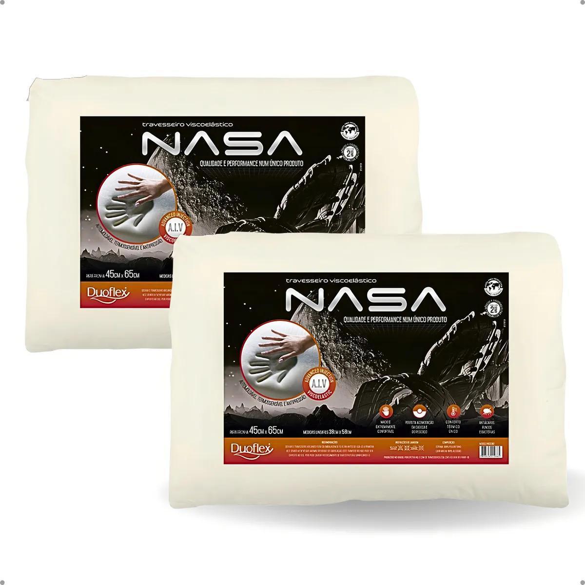 Kit 2 Travesseiro Nasa Alto Duoflex 17cm Antiácaro Capa Algodão