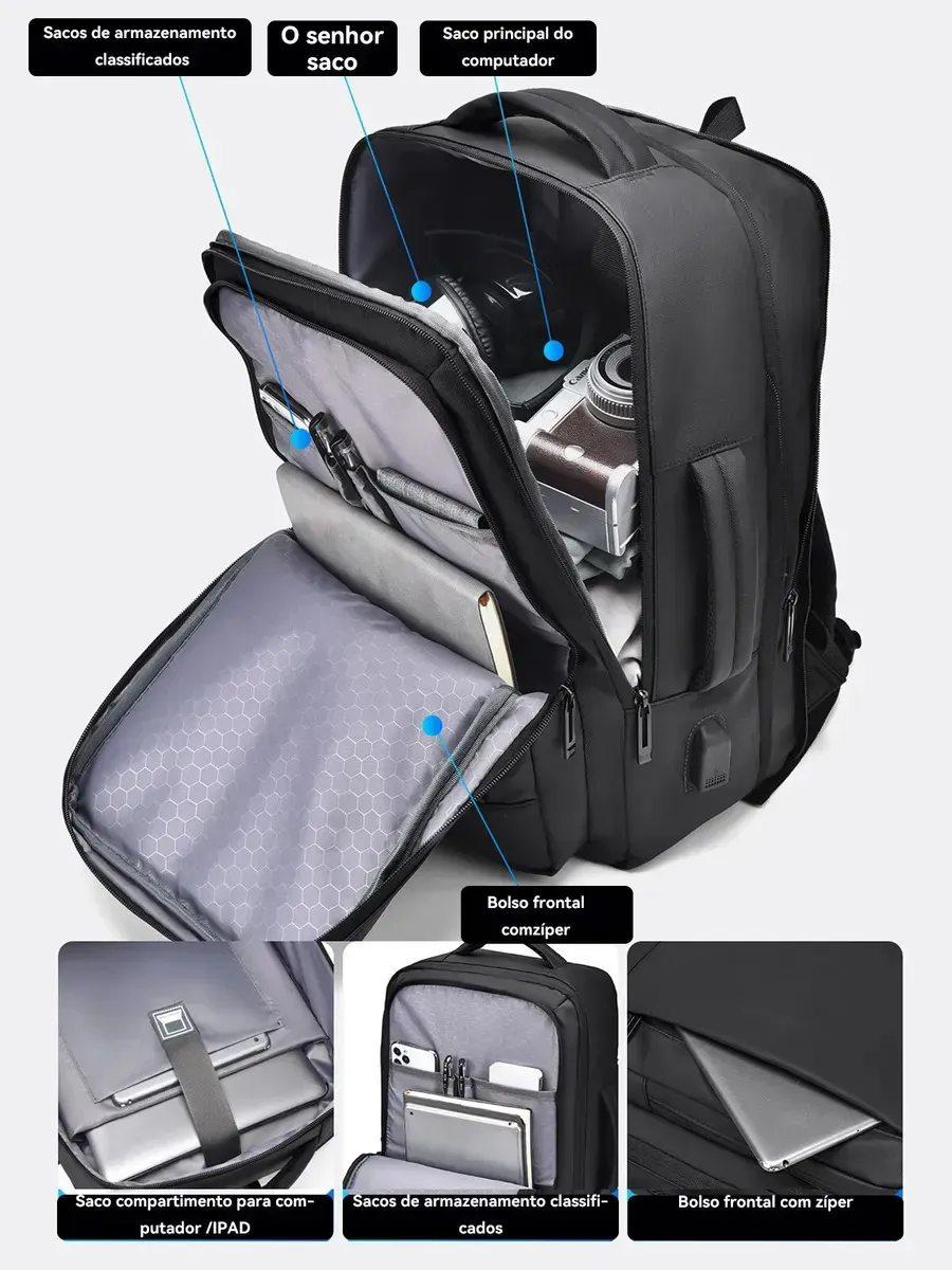 Mochila 40L À Prova D'água Expansível com USB Integrado