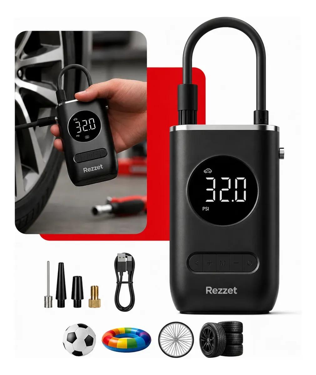 Mini Compressor 12V Portátil Rezzet com Calibrador Digital e Lanterna LED