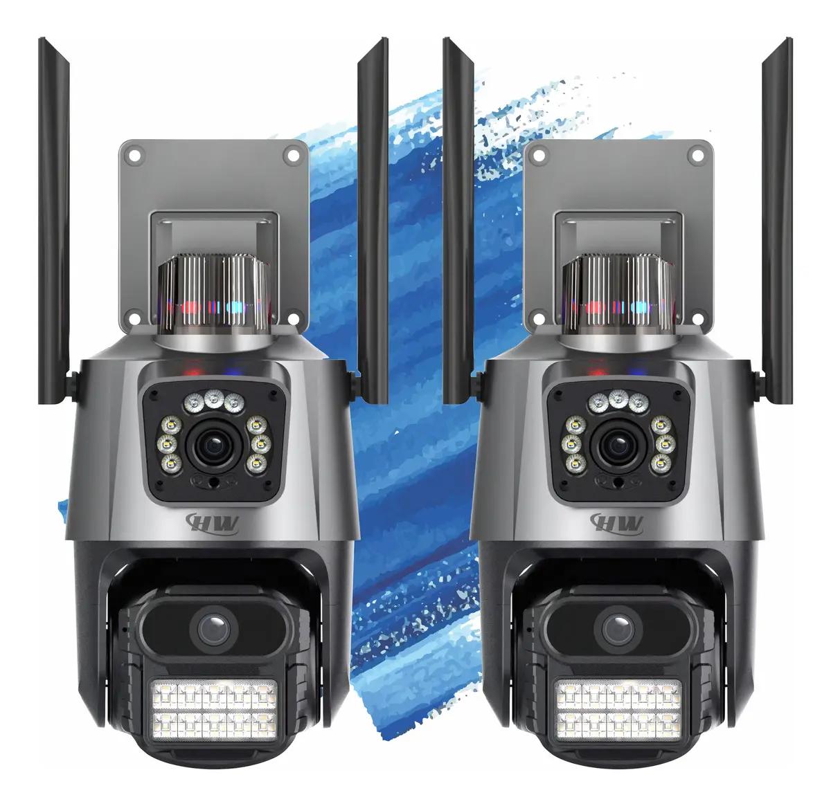 Kit 2 Câmeras IP 6MP Wi-Fi Visão Noturna 355° Lente Dupla