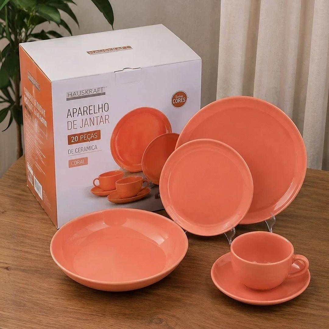 Aparelho de Jantar e Chá 30 Peças Flat Apricot Laranja-claro