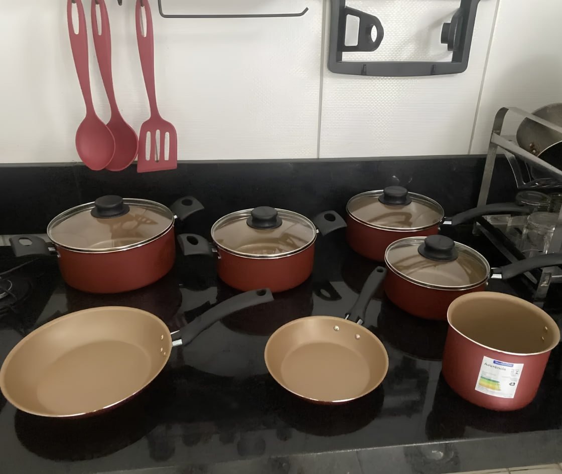 Jogo de Utensílios de Cozinha Tramontina Vermelho Turim 10 Peças