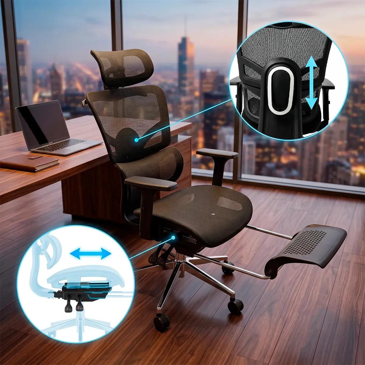 Cadeira Ergonômica Giratória Nienz com Apoio Cabeça e Lombar