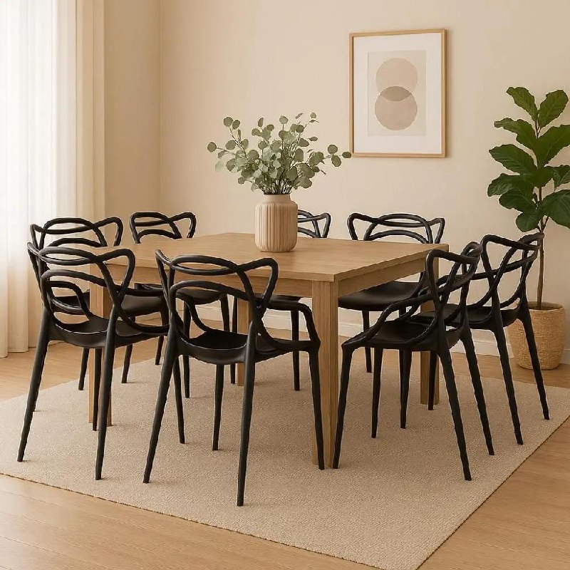 Kit 8 Cadeiras de Jantar Allegra Pretas