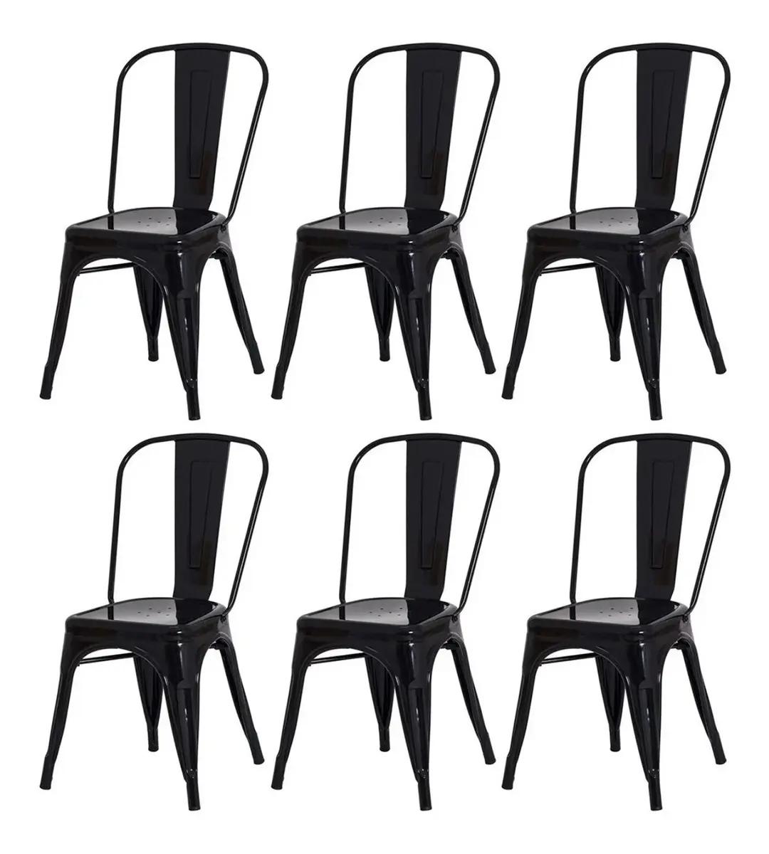 Kit 6 Cadeiras de Jantar Tolix Iron Industrial