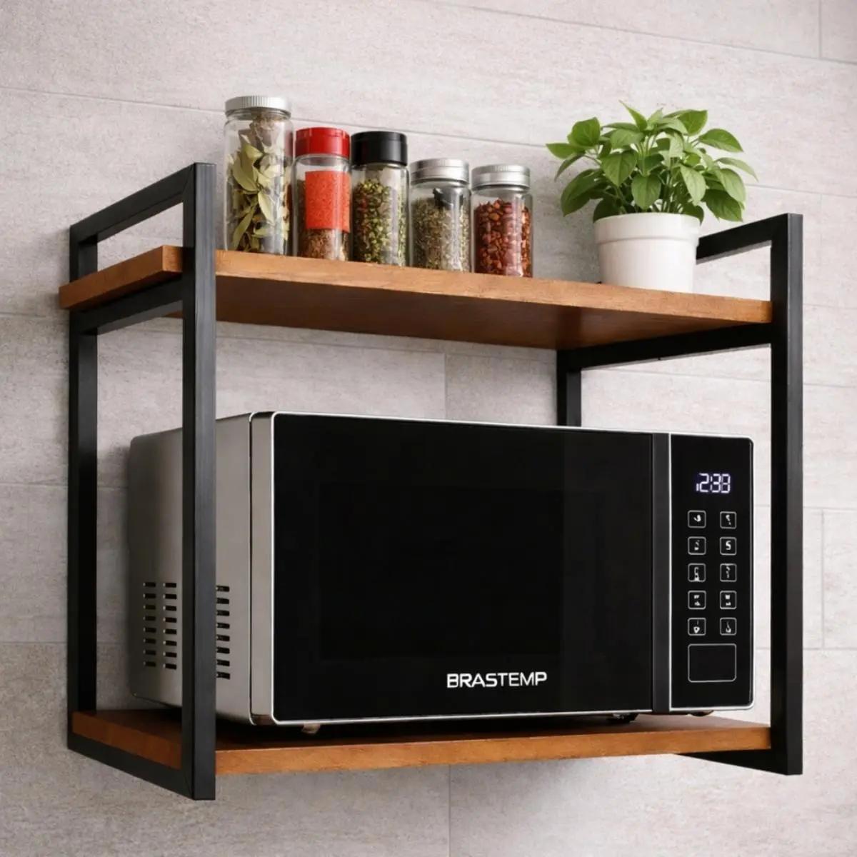 Suporte Nicho De Microondas Forno Prateleira Aço Reforçada 60cm
