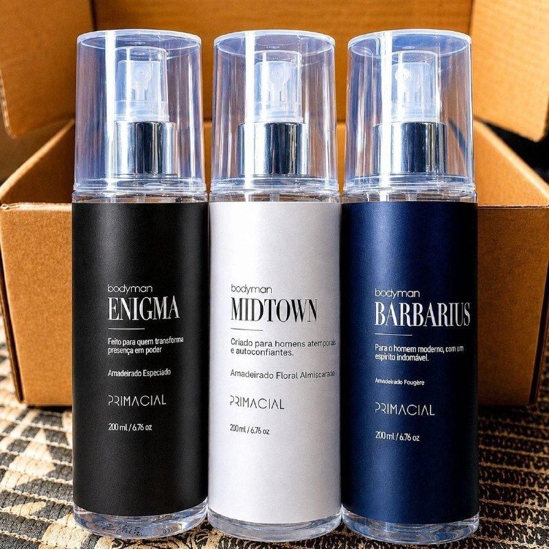 Kit Body Splash Masculino Barbarius Enigma Midtown 200ml