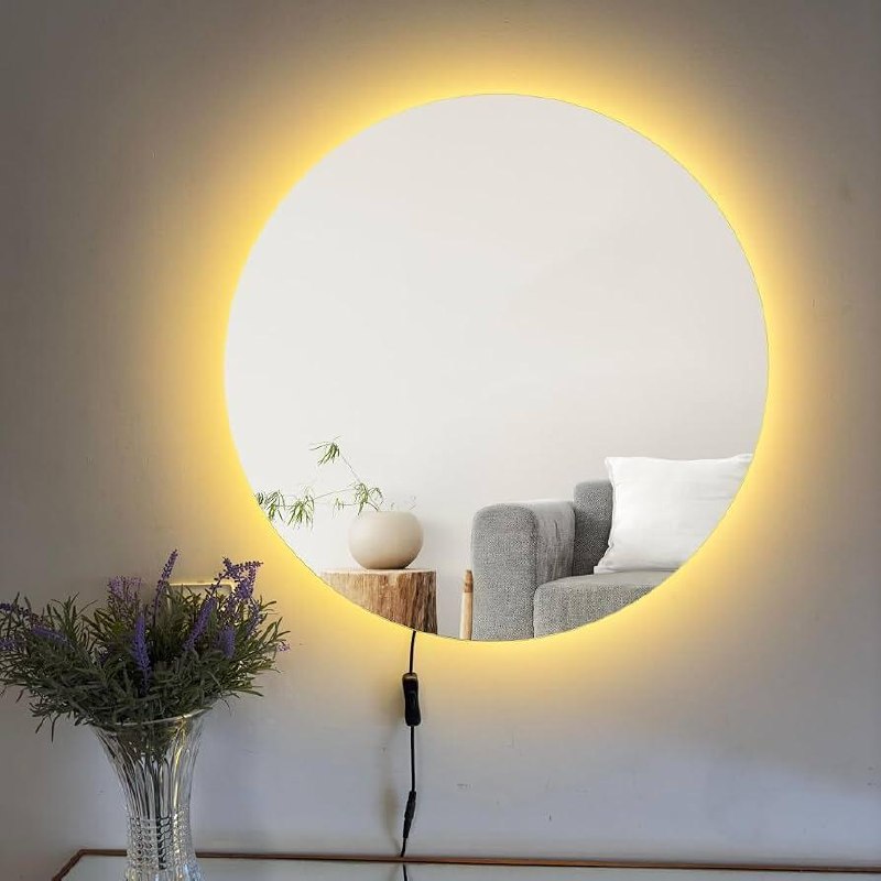 Espelho Redondo 50cm com LED Quente