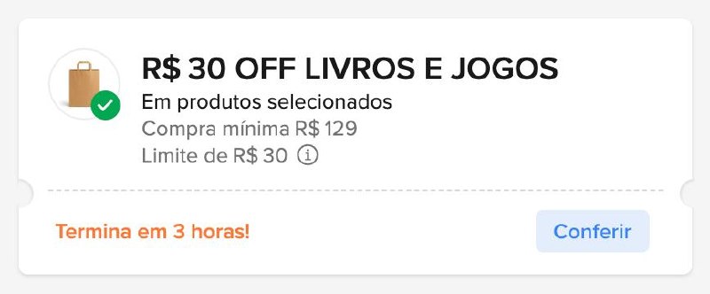 Cupom Mercado Livre Livros e Jogos - R$30 OFF