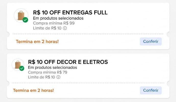 Cupons Mercado Livre - Até R$10 OFF