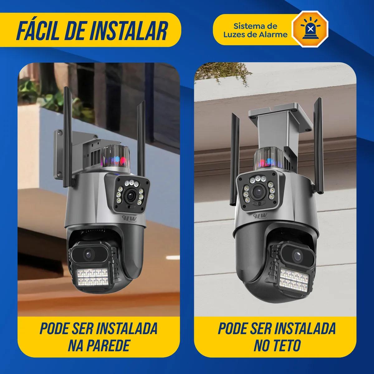 Kit 2 Câmeras de Segurança HW IP Wi-Fi 6MP Lente Dupla Visão Noturna 355°