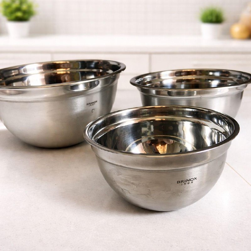 Conjunto de 3 Tigelas Brinox Suprema em Inox