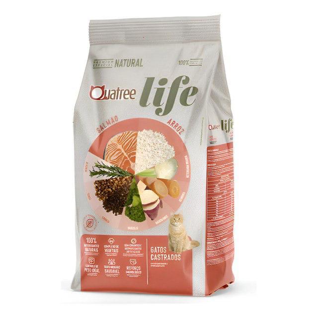 Ração Quatree Life Gatos Castrados Salmão e Arroz 10,1kg