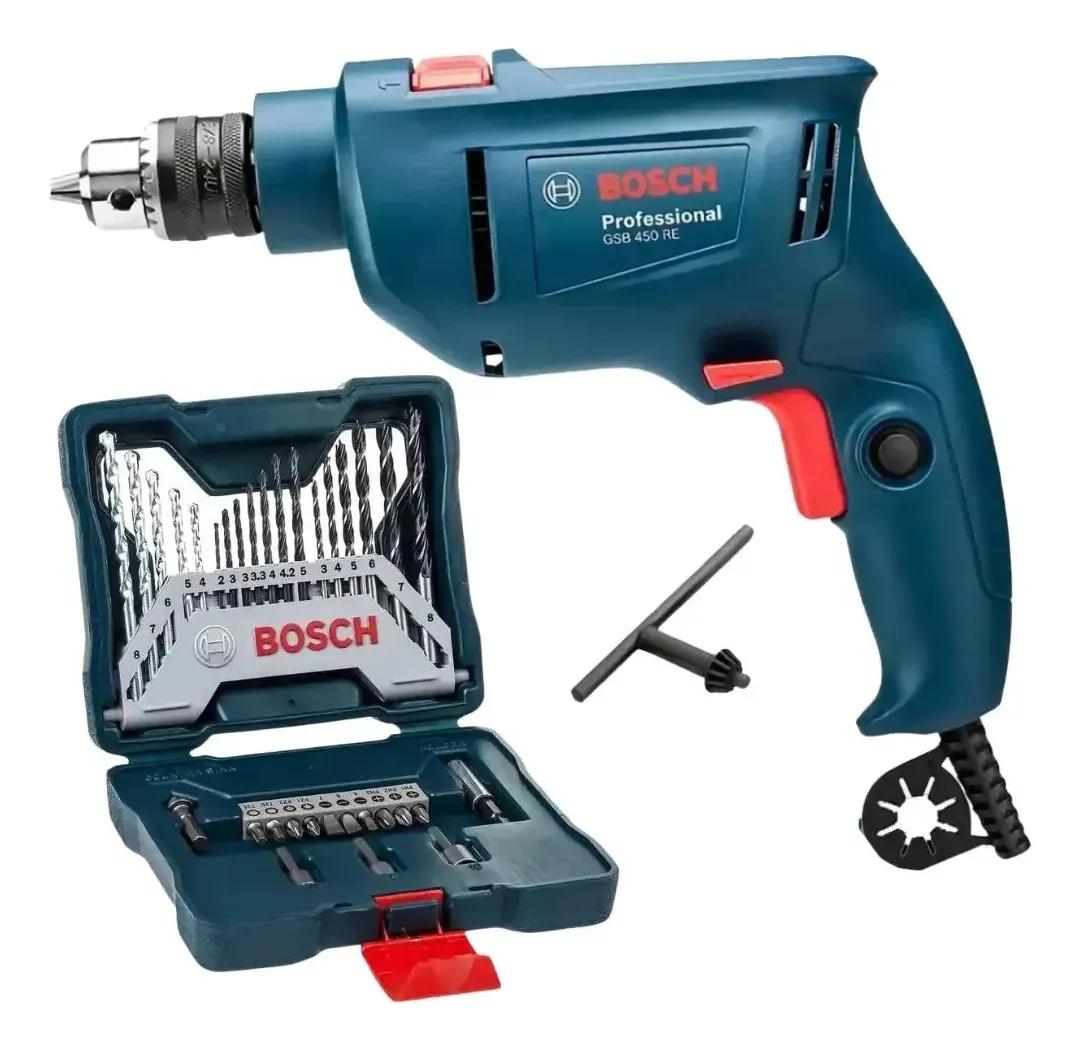 Bosch Furadeira de Impacto 450W GSB 450 RE + Kit de Brocas