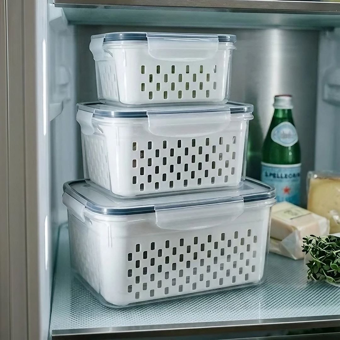Kit 3 Organizadores Geladeira com Tampas para Alimentos