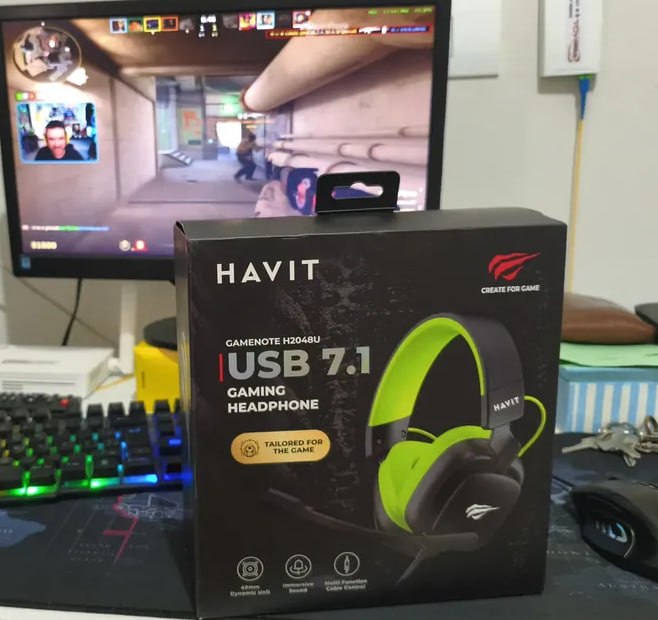 Headset Gamer Havit H2048U Preto e Verde