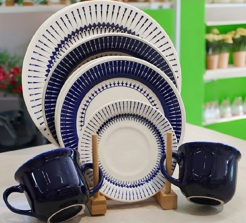 Aparelho de Jantar e Chá 20 Peças Donna Colb Azul
