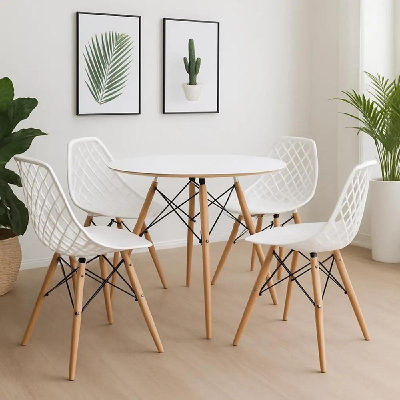 Mesa Eames 90cm com 4 Cadeiras Dsw La Mobília