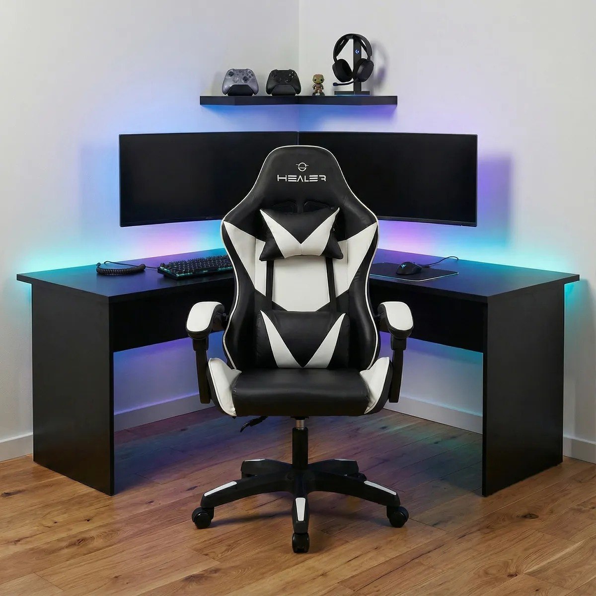 Cadeira Gamer Lancer Healer Preta e Branca
